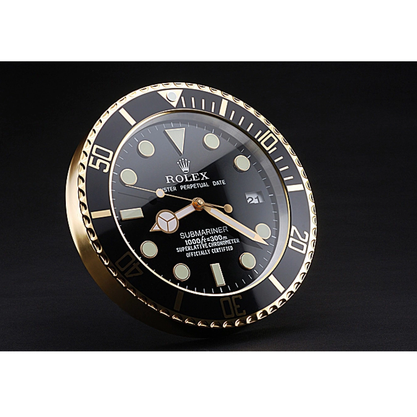 Aaa replica watch 622476 Wall Clock Submariner Rolex Black-Gold 0717